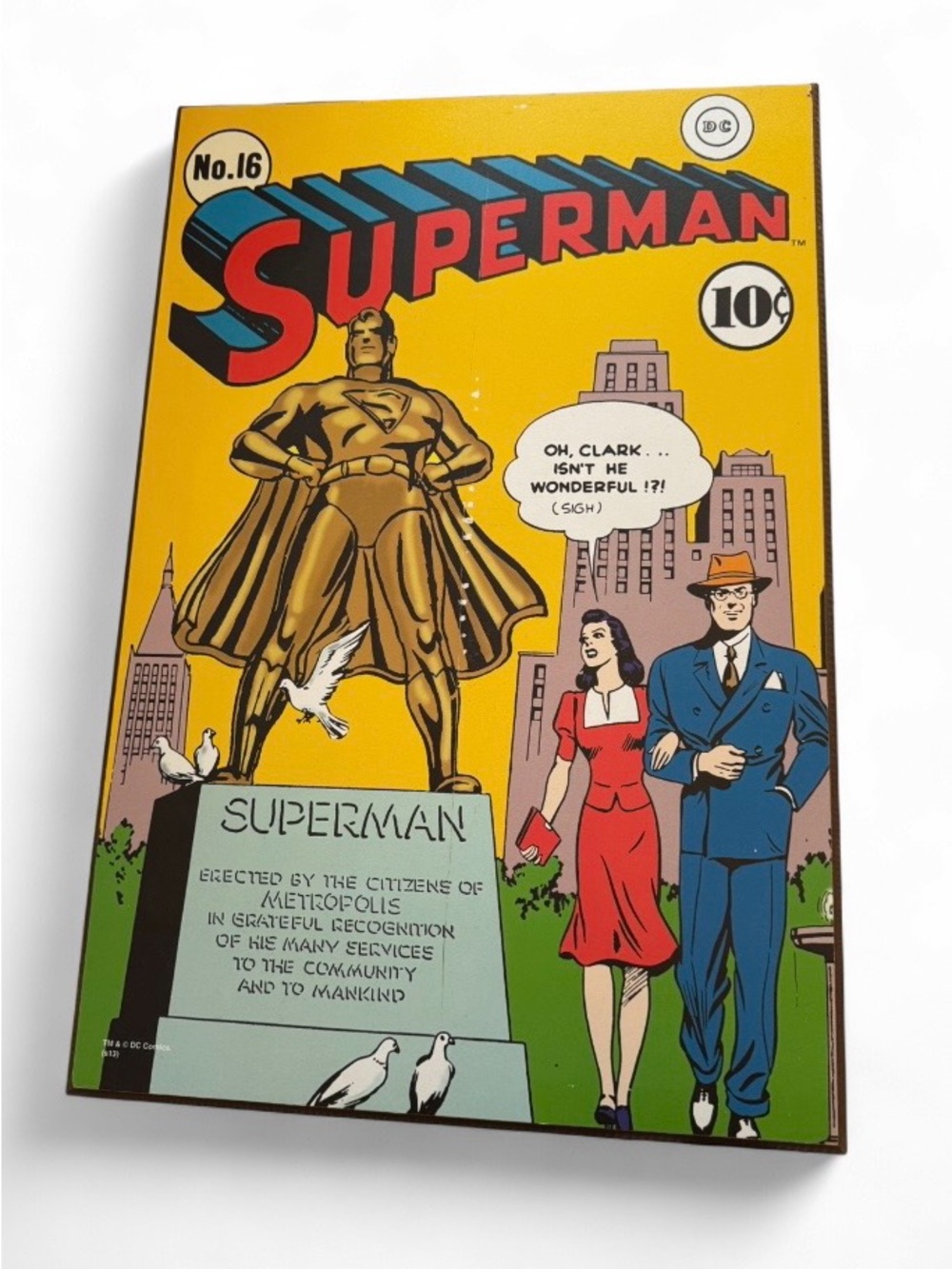 Silver Buffalo DC Comics Superman No. 16 Wood Wall Art Plaque, 13" x 19"
